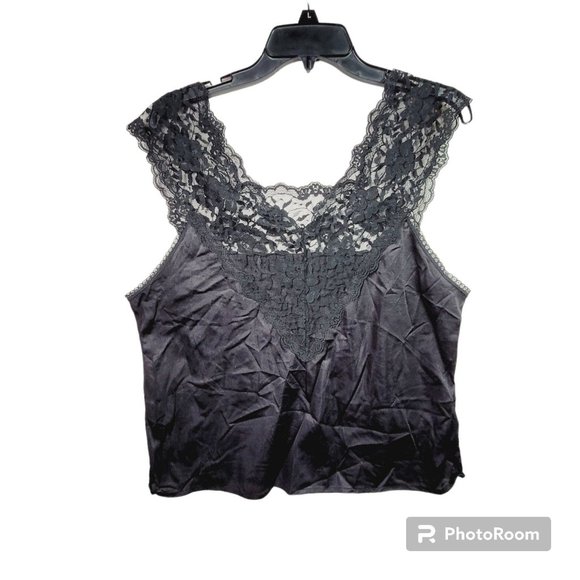 *7 MMI camisole large vintage wide lace floral strap V cut back - Picture 3 of 6